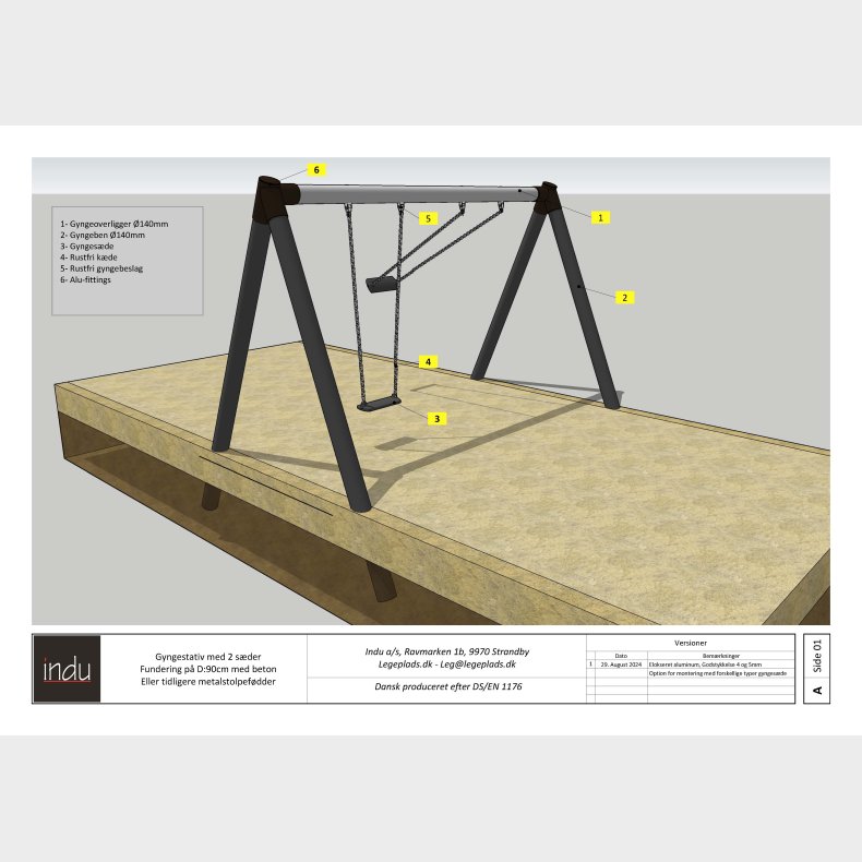 Aluminium Gyngestativ med sde